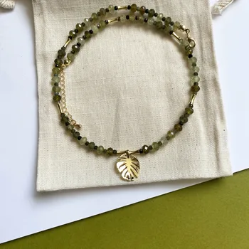 Ожерелье из бусин ручной работы из натурального камня цаворит-турмалин, ожерелье для женщин, летние праздничные украшения для вечеринок, уникальный дизайн Изображение 2