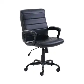 Офисный стул менеджера из кожи со средней спинкой, Черный Складной стул, мягкий стул для рабочего стола, Обеденный стул, Стулья для коленопреклонения, Silla de oficina