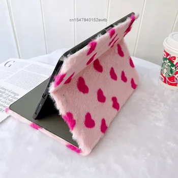 Любовный Узор Пушистый Хлопчатобумажный Плюшевый Розовый Меховой Защитный Чехол Для iPad Apple iPad Mini Air5 4 3 2 1 Tablet 10.9in Pro11 Soft Shell Изображение 2