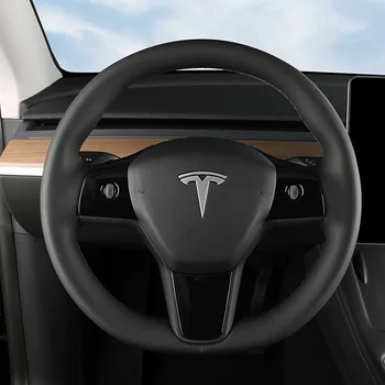 Для Tesla Модель Y 3 2021 2022 рулевое колесо декоративная накладка защита модифицированные аксессуары для интерьера поставки Изображение 2