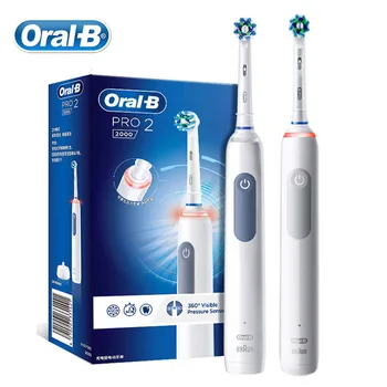 Интеллектуальная электрическая зубная щетка Oral B Pro 2000 3D Sonic Cross Action Clean, умный датчик давления, таймер на 2 минуты, Перезаряжаемая щетка