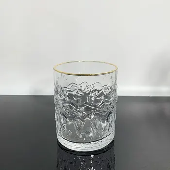 Стеклянные стаканчики с золотым краем и рисунком в виде молотка для домашнего использования для мужчин и женщин, термостойкие стаканчики для воды, японские чайные чашки ins Изображение 2