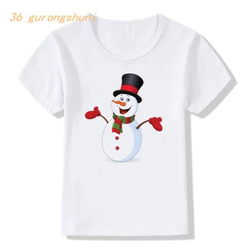 спортивная футболка для мальчиков, топы для девочек, детская одежда, милая футболка с рисунком снеговика в стиле каваи, детская одежда для девочек от 8 до 12 лет для мальчиков