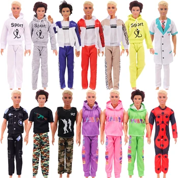 Одежда для куклы Кен ручной работы, футболка + брюки для Барби, Аксессуары для платья, Модная повседневная одежда, игрушки для девочек, подарок на День рождения