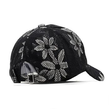 Летняя Кружевная шляпа, хлопковая бейсболка для женщин, Дышащая сетчатая бейсболка, модные женские кепки в стиле хип-хоп, шляпа для девочек, регулируемая Изображение 2