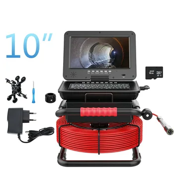 Камера для осмотра канализационных труб 10 ”IPS 1080P Самовыравнивающийся Локатор 512 Гц Видео + Аудиозапись, 5-кратное Увеличение изображения + Счетчик метров