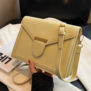 Брендовая дизайнерская женская сумка через плечо из искусственной кожи с замком, Корейская сумка через плечо, Маленькая сумочка с клапаном, тренд 2023