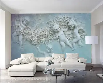 WDBH 3d обои на заказ фото Европейский Маленький Ангел Купидон тв фон комнаты домашний декор 3d настенные фрески обои для стен 3 d Изображение 2