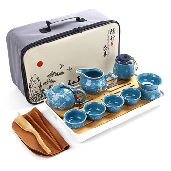 Китайский Высококачественный Чайный сервиз Кунг-фу, Керамический портативный чайник, набор для путешествий на открытом воздухе, Гайвань, Чайные чашки для чайной церемонии, Чайная чашка Изображение 2