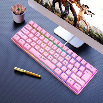 HXSJ V700 61-клавишная проводная игровая клавиатура с RGB подсветкой Изображение 2