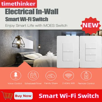 Timethinker WiFi Smart Switch Однополюсный WiFi выключатель света для светодиодной лампы с регулируемой яркостью Работает с HomeKit Alexa Google Home Smart