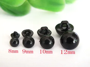 8 мм/9 мм/10 мм/12 мм Милая черная пуговица в форме гриба, швейные пуговицы для скрапбукинга, могут использоваться в качестве глаз животных, аксессуар для одежды