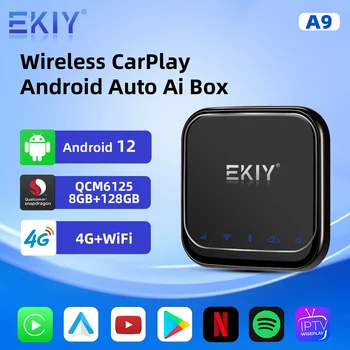 EKIY Android 12 Беспроводной Android Auto Ai Box Беспроводной адаптер Apple CarPlay для Toyota Fiat Audi Porshe Benz Kia Ford VW Volvo