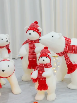Рождественское украшение, подарок, белый медведь, снеговик, Рождественская елка, декорация для сцены, окно Изображение 2