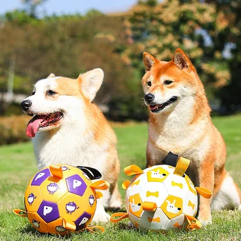 Интерактивные футбольные игрушки для собак, Детские футбольные Мячи для тренировки собак на открытом воздухе, мяч для спортивного прикуса, Жевания, прорезывания зубов С милым принтом Изображение 2