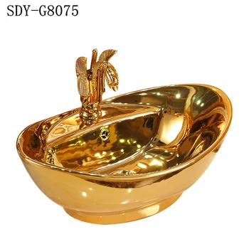 Керамический умывальник золотого цвета, золотая раковина для ванной комнаты