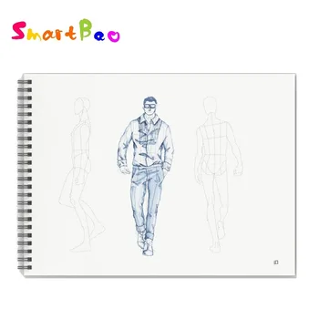 Мужской Модный альбом для зарисовок формата А4, дизайн школьной тетради, шаблон контура мужского тела, блокнот для рисования, двусторонняя бумага на 50 листов