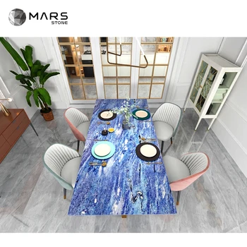 Роскошный Домашний Овальный Современный Журнальный столик В гостиной; Круглый Чайный столик; Каменный Мраморный Синий Журнальный столик