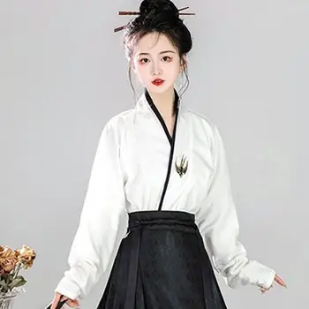 Весной и летом 2023 года новая улучшенная женская юбка Hanfu на шнуровке с лошадиным лицом в китайском стиле для ежедневных поездок на работу Изображение 2
