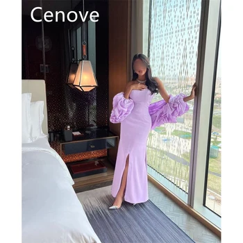 Розовое платье для выпускного вечера Cenove без бретелек с разрезом на шее, Длинной Длины С Гофрированной Шалью, Вечернее Летнее платье для женщин 2023