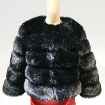 Пальто из искусственного меха с фабричной лисой, женское зимнее теплое пальто из искусственного меха, женская куртка из искусственного меха с лисой, пальто