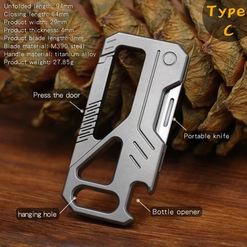 Карманный брелок-нож из титанового сплава, МИНИ-складной нож, легкий Поясной кулон, Мужской Открытый EDC M390, Лезвие, инструмент для самообороны Изображение 2