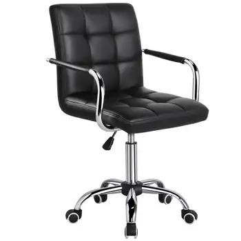 Современное Регулируемое офисное кресло SMILE MART из искусственной кожи с колесиками, черный