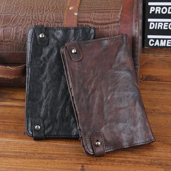 Оригинальная замшевая сумка ручной работы AETOO, плиссированный кошелек в стиле подиума, мужской кожаный длинный кошелек, сумка для карт, клатч Изображение 2