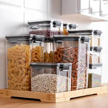 Контейнер для хранения продуктов Пластиковый Кухонный Холодильник Коробка Для Лапши Многозернистый Резервуар Для хранения Прозрачных Герметичных Банок Кухонные Банки Изображение 2
