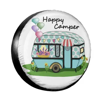 Happy Camper, чехол для запасного колеса, Мультяшный автомобиль для путешествий, чехлы для колес для Suzuki Mitsubish 14 