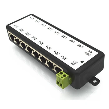 Инжектор POE, 8 Портов, Адаптер питания Poe Ethernet, Источник питания для сети видеонаблюдения, Питание камеры POE по Ethernet