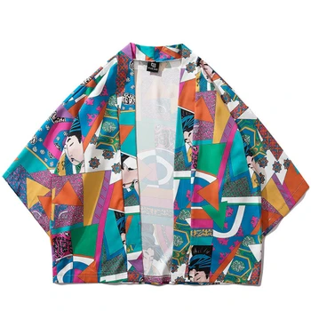 Цветное лоскутное шитье, Юката Хаори, Мужское японское кимоно, Кардиган, куртка, Женское Укие, Рубашка-кимоно, Традиционный тонкий халат