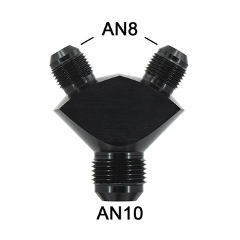 Автомобильный топливопровод Алюминиевый AN10-AN8 Y-образный блок Переходные Фитинги Адаптер Черный Y-образный Соединитель масляной трубы