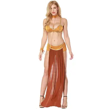 Сексуальный женский карнавальный костюм египетской богини Клеопатры на Хэллоуин, костюм принцессы Леи, рабыни греческой королевы, маскарадное платье Изображение 2