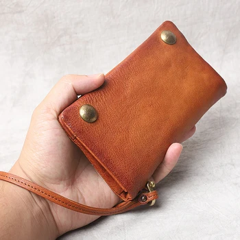 AETOO Оригинальный ретро-кошелек из воловьей кожи первого слоя, сумка для мобильного телефона, мужская сумка из натуральной кожи растительного дубления, национальная модная сумка