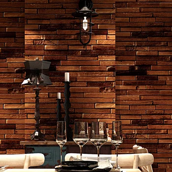 3D обои с имитацией деревянной доски, ретро обои с древесным зерном для гостиной, Магазин одежды, Декор ресторана Papel De Parede Изображение 2
