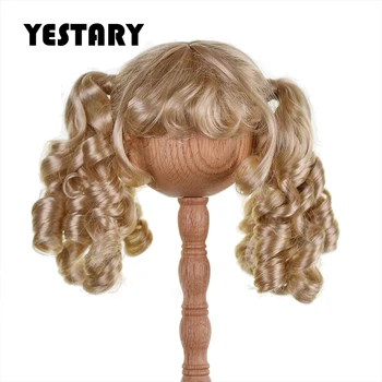 Парик куклы YESTARY BJD подходит для кукольных аксессуаров Размера Blythe, Парик из искусственного Мохера, двойной хвост, Челка, вьющиеся волосы, парик
