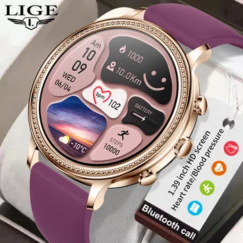 Роскошные умные часы LIGE Для женщин, телефон с подключением по Bluetooth, Женские часы, Монитор здоровья, Спортивные Умные часы 2023, Женский подарок