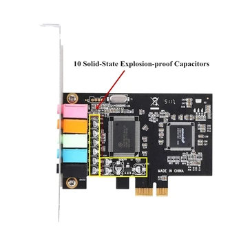 Звуковая карта PCIe 5.1 Внутренняя Звуковая карта с низким кронштейном, 3D Стерео PCI-e карта, чип CMI8738 32/64 Бит Изображение 2