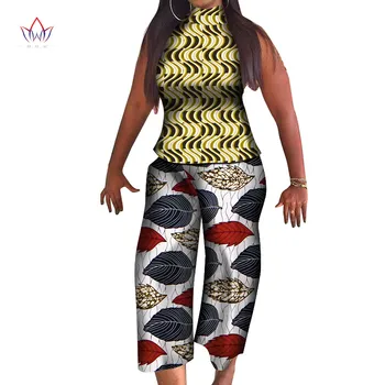 Африканская женская одежда, комплект из 2 предметов, Топ и брюки без рукавов, повседневные вечерние брюки с принтом Дашики, Африканская женская одежда WY6418