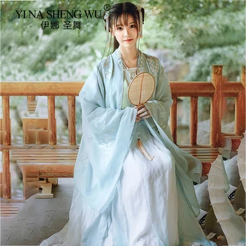 Китайский древний традиционный Ханфу для женщин династии Тан, элегантный сказочный топ с вышивкой, юбка-лямка, костюмы для косплея, комплекты из 3 предметов