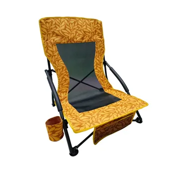 Складной пляжный стул с подстаканником и сумкой для хранения, 275 фунтов Вместимость (лист янтаря)