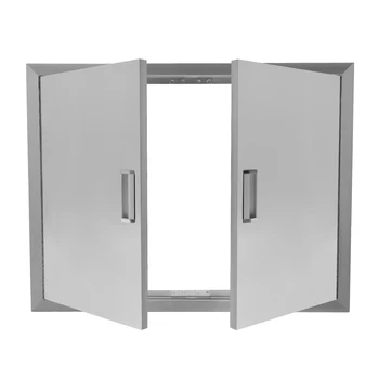 Двойная дверца для барбекю 31 Вт x 24Ч-дюймовая Дверца для барбекю Конструкция стены из нержавеющей стали Вертикальная станция для гриля Снаружи шкафа Изображение 2