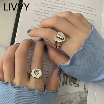 LIVVYSilver Креативное круглое кольцо с цирконием в форме сердца для женщин, простые ювелирные украшения, аксессуары, подарок на годовщину