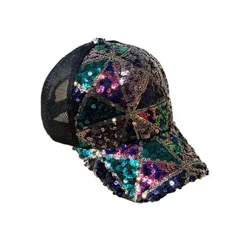 Новая модная бейсбольная кепка с блестками, женская летняя уличная повседневная спортивная сетчатая защита от солнца, женские защелки в стиле хип-хоп Gorras Изображение 2