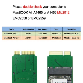 Твердотельный накопитель SSD объемом 1 ТБ 1000 ГБ, совместимый с MacBook Air A1465 A1466 середины 2012 года, 1 Т HD-диск EMC2558 EMC2559 для обновления емкости Mac Изображение 2
