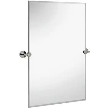 Поворотное прямоугольное зеркало с полированными хромированными настенными анкерами | Регулируемое по перемещению и наклону настенное зеркало с серебряной подложкой | 20