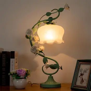 Идиллическое украшение Настольная лампа Принцесса Свадебная Спальня Теплая Прикроватная Лампа Искусство Цветок Розы KT-C