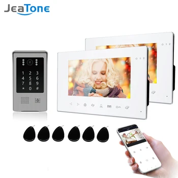 Jeatone Wifi Видеодомофон с дверным звонком для квартиры Система контроля доступа к видеодомофону Поддержка разблокировки паролем