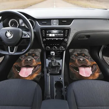 Автомобильные коврики для собак Ротвейлер, Забавная собачья мордочка, коврики с 3D-принтом, подходят для большинства автомобилей, противоскользящие Дешевые Красочные 01 Изображение 2
